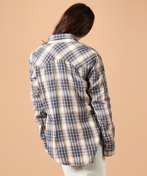 goa（ゴア）の「リネンコットンオリジナルチェックシャツ（シャツ/ブラウス・レディース・ベージュ/グリーン/ブルー/レッド・FREE）」の11枚目の写真