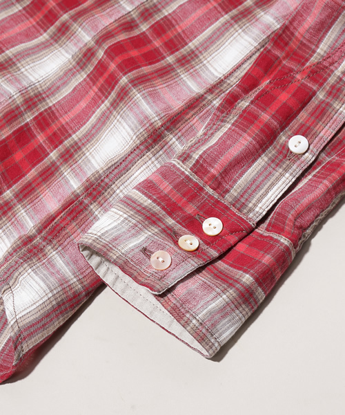 goa（ゴア）の「リネンコットンオリジナルチェックシャツ（シャツ/ブラウス・レディース・ベージュ/グリーン/ブルー/レッド・FREE）」の16枚目の写真