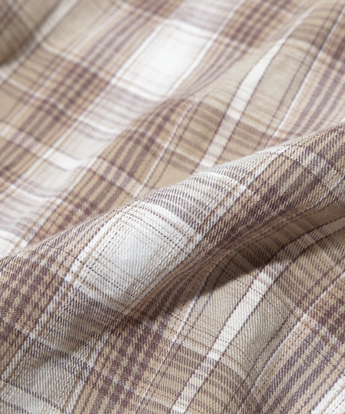goa（ゴア）の「リネンコットンオリジナルチェックシャツ（シャツ/ブラウス・レディース・ベージュ/グリーン/ブルー/レッド・FREE）」の9枚目の写真