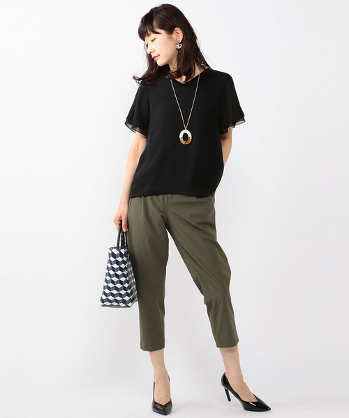 A/C DESIGN BY ALPHA CUBIC（エーシーデザインバイアルファキュービック）の「【COOLER TOUCHシリーズ】冷感タックテーパードパンツ（その他パンツ・レディース・ブラウン/カーキ/ブラック/ネイビー・61/64/70/67）」の13枚目の写真