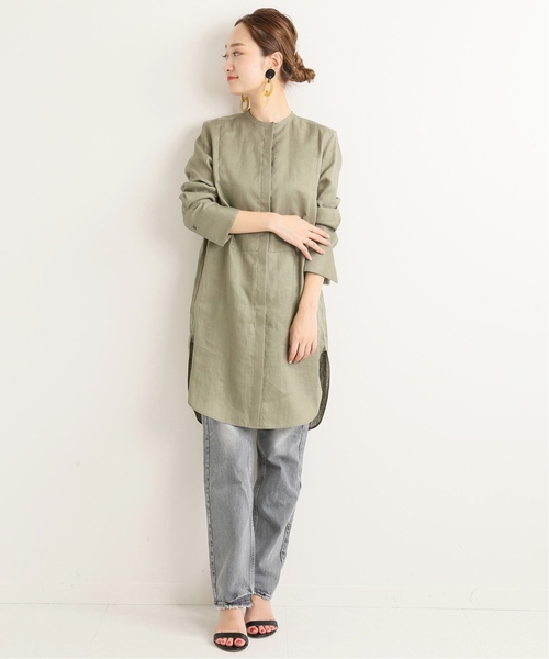 VERMEIL par iena(ヴェルメイユパーイエナ)の「リボンボイルスタンドカラーシャツ◆(シャツ/ブラウス・レディース・ブラック/カーキ・38/36)」の19枚目の写真