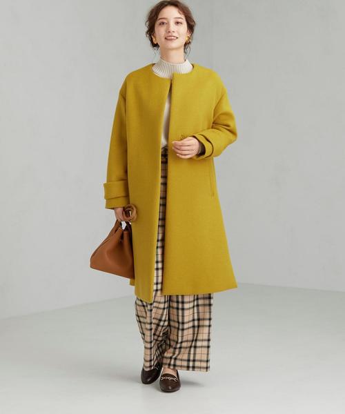 green label relaxing（グリーンレーベルリラクシング）の「◆FFC アンゴラビーバー スリット ノーカラー コート ※（その他アウター・レディース・ブラック/オフホワイト/オレンジ系その他/ベージュ/マスタード/ネイビー・38/36/44/42/40/34）」の16枚目の写真