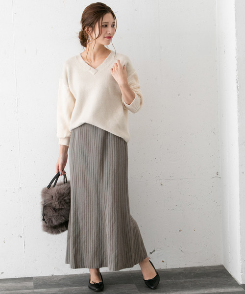 URBAN RESEARCH ROSSO(アーバンリサーチロッソ)の「ウールリネンヘリンボンスカート∴(スカート・レディース・ベージュ/グレー・36/38)」の6枚目の写真