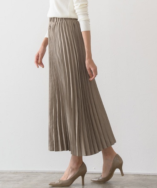 スエードタッチロングプリーツスカート（スカート）｜Pierrot（ピエロ