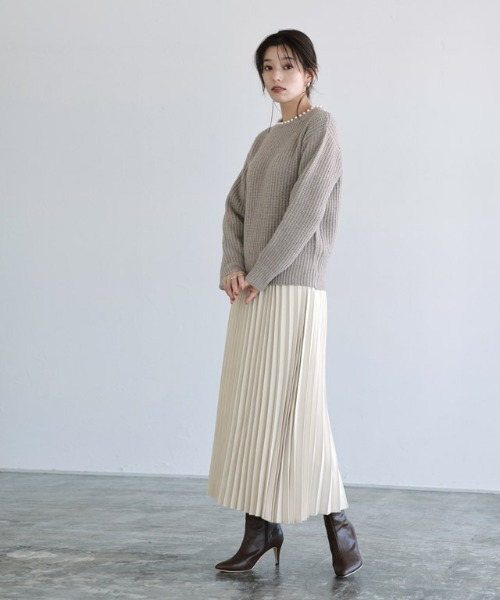 スエードタッチロングプリーツスカート（スカート）｜Pierrot（ピエロ