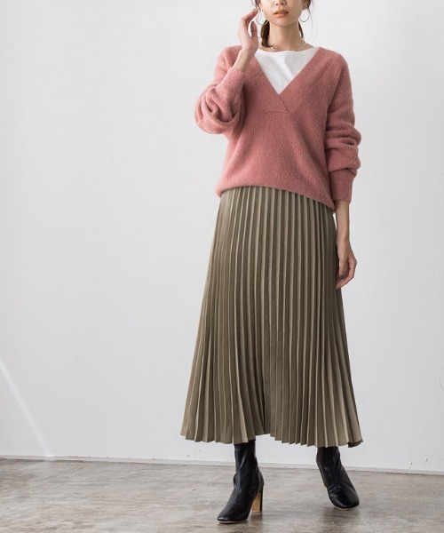 スエードプリーツスカート Ballsey スカート ライトスエード プリーツミディスカート