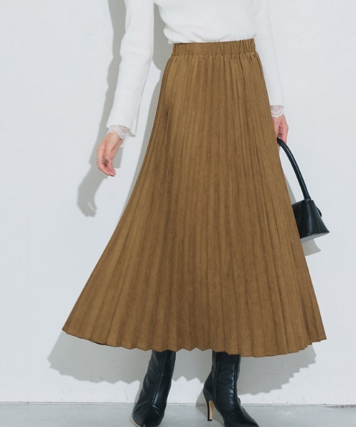 スエードタッチロングプリーツスカート（スカート）｜Pierrot（ピエロ