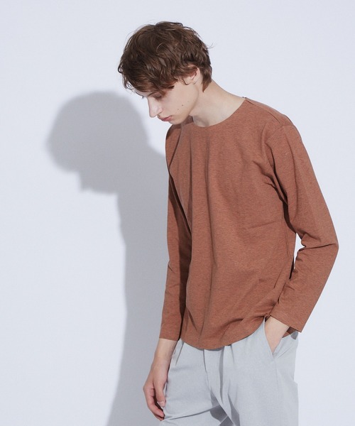 ABAHOUSE（アバハウス）の「【ノンストレス】 圧着クルーロングＴシャツ（Tシャツ/カットソー・メンズ・ホワイト/ダークネイビー/ネイビー/オレンジ・44/46/48）」の4枚目の写真