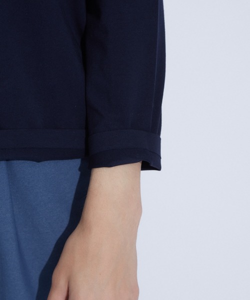 ABAHOUSE（アバハウス）の「【ノンストレス】 圧着クルーロングＴシャツ（Tシャツ/カットソー・メンズ・ホワイト/ダークネイビー/ネイビー/オレンジ・44/46/48）」の6枚目の写真