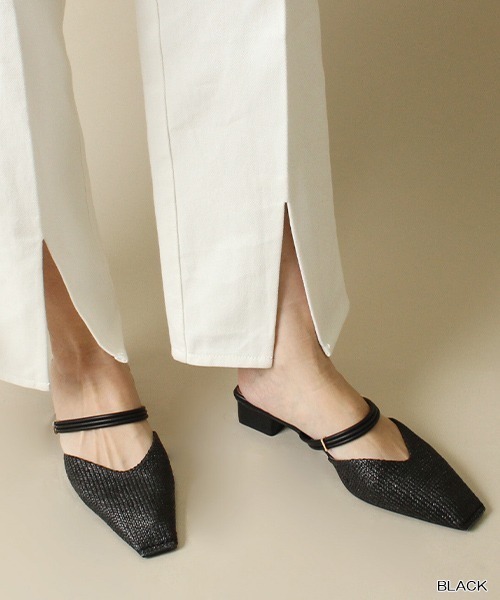 RANDA（ランダ）の「ソフトスクエアトゥミュールシューズ（パンプス・レディース・ブラック/ベージュ/ブラウン・LL/M/L/S）」の2枚目の写真