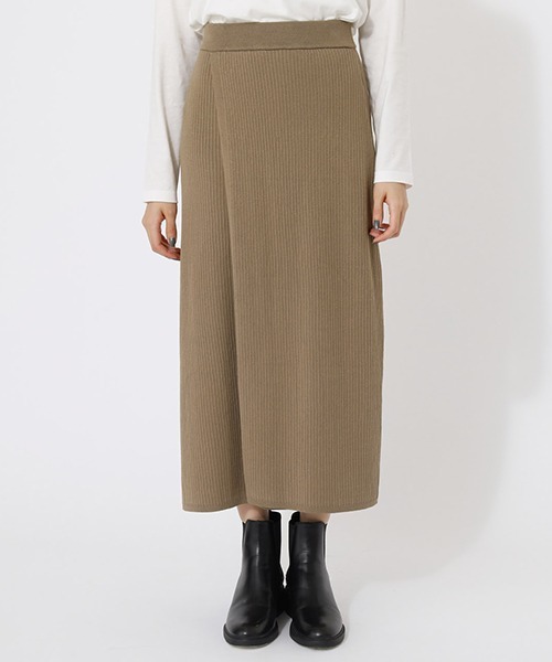 AZUL by moussy（アズールバイマウジー）の「WRAP TIGHT KNIT SKIRT/ダブルラップタイトニットスカート（スカート・レディース・ブラック/カーキ・SMALL/MEDIUM）」の13枚目の写真