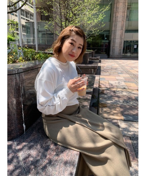 AZUL by moussy（アズールバイマウジー）の「WRAP TIGHT KNIT SKIRT/ダブルラップタイトニットスカート（スカート・レディース・ブラック/カーキ・SMALL/MEDIUM）」の19枚目の写真