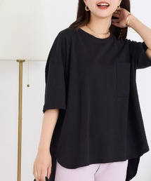 OMNES | 綿麻カット ポケット付きラウンドヘム半袖Tシャツ(Tシャツ/カットソー)