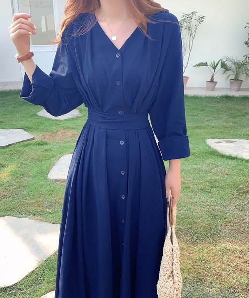 ABITOKYO(アビトーキョー)の「ウエストマーク タックロング リネンライクワンピース(ワンピース・レディース・ホワイト/ブラック/ブルーグレー/ベージュ/ライトグレー/ライトパープル/ダークグレー/ダークグリーン/ネイビー/ブラウン/ホワイト系その他/ブルー系その他/サックスブルー/ミント・FREE)」の11枚目の写真