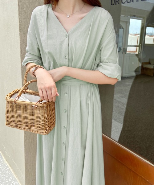 ABITOKYO(アビトーキョー)の「ウエストマーク タックロング リネンライクワンピース(ワンピース・レディース・ホワイト/ブラック/ブルーグレー/ベージュ/ライトグレー/ライトパープル/ダークグレー/ダークグリーン/ネイビー/ブラウン/ホワイト系その他/ブルー系その他/サックスブルー/ミント・FREE)」の10枚目の写真