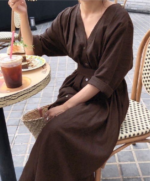 ABITOKYO(アビトーキョー)の「ウエストマーク タックロング リネンライクワンピース(ワンピース・レディース・ホワイト/ブラック/ブルーグレー/ベージュ/ライトグレー/ライトパープル/ダークグレー/ダークグリーン/ネイビー/ブラウン/ホワイト系その他/ブルー系その他/サックスブルー/ミント・FREE)」の19枚目の写真