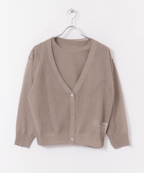 SENSE OF PLACE by URBAN RESEARCH（センスオブプレイスバイアーバンリサーチ）の「アンサンブルシアーカーディガン（ニット/セーター・レディース・ブラック/オリーブ/バーガンディー/ライトベージュ・FREE）」の6枚目の写真