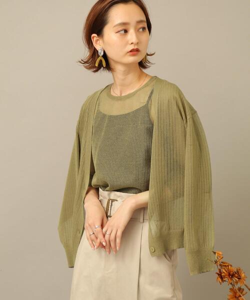 SENSE OF PLACE by URBAN RESEARCH（センスオブプレイスバイアーバンリサーチ）の「アンサンブルシアーカーディガン（ニット/セーター・レディース・ブラック/オリーブ/バーガンディー/ライトベージュ・FREE）」の9枚目の写真