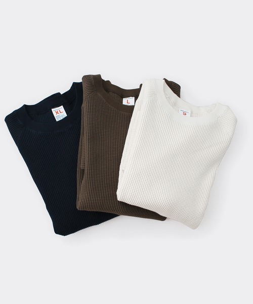 Denime（ドゥニーム）の「WAFFLE RAGLAN LS TEE（Tシャツ/カットソー・メンズ・ネイビー/カーキ/オフホワイト・SMALL/MEDIUM/LARGE/X-LARGE）」の8枚目の写真
