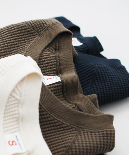 Denime（ドゥニーム）の「WAFFLE RAGLAN LS TEE（Tシャツ/カットソー・メンズ・ネイビー/カーキ/オフホワイト・SMALL/MEDIUM/LARGE/X-LARGE）」の9枚目の写真