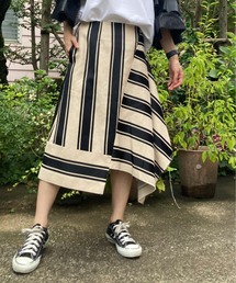 インポートワイドボーダーアシンメトリースカート