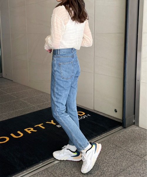 StyleSea（スタイルシー）の「ハイネックレースシアートップス（Tシャツ/カットソー・レディース・ホワイト/ブラック/ラベンダー/グレイッシュブルー/ブラウン/ブルー/グリーン/パープル/ブラック系/グレー/ピンク/モスグリーン/アイボリー・FREE/MEDIUM）」の21枚目の写真