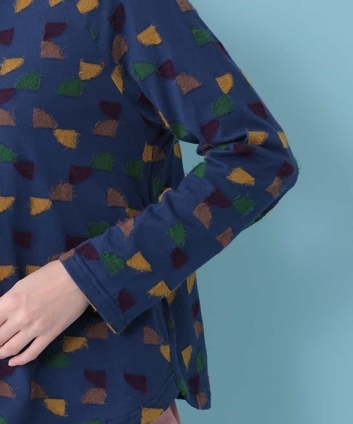 Jocomomola（ホコモモラ）の「Triangulo　ジャカードカットソー（Tシャツ/カットソー・レディース・イエロー/ネイビー・40）」の9枚目の写真