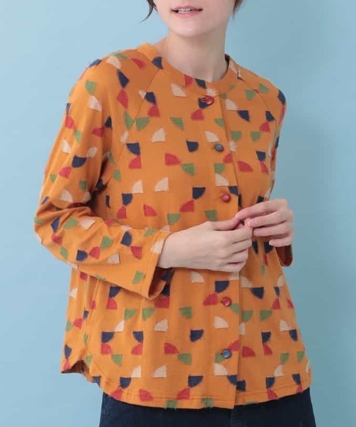 Jocomomola（ホコモモラ）の「Triangulo　ジャカードカットソー（Tシャツ/カットソー・レディース・イエロー/ネイビー・40）」の2枚目の写真