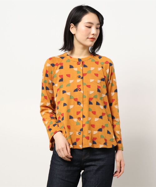 Jocomomola（ホコモモラ）の「Triangulo　ジャカードカットソー（Tシャツ/カットソー・レディース・イエロー/ネイビー・40）」の3枚目の写真