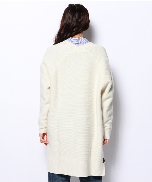 CIAOPANIC（チャオパニック）の「【Ciaopanic】ガーター編みLONGC/D（カーディガン/ボレロ・レディース・オフホワイト/ネイビー・FREE）」の5枚目の写真