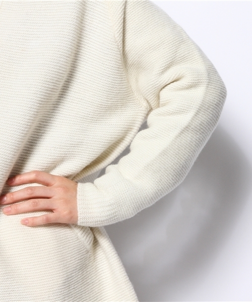 CIAOPANIC（チャオパニック）の「【Ciaopanic】ガーター編みLONGC/D（カーディガン/ボレロ・レディース・オフホワイト/ネイビー・FREE）」の7枚目の写真