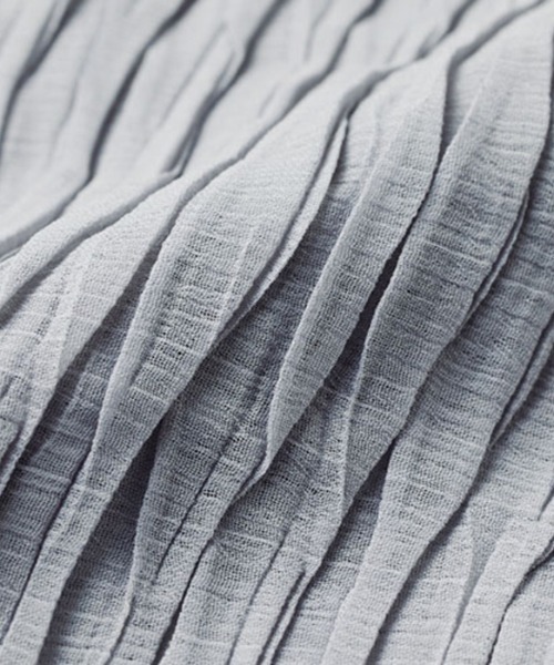 ５分袖シフォンプリーツブラウス