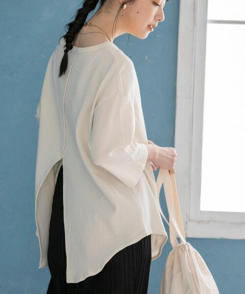 coen(コーエン)の「バックシャン半端袖カットソー(Tシャツ/カットソー・レディース・ライラック/ナチュラル/ブラック・FREE)」の3枚目の写真