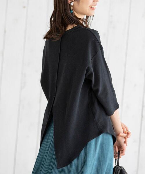 coen(コーエン)の「バックシャン半端袖カットソー(Tシャツ/カットソー・レディース・ライラック/ナチュラル/ブラック・FREE)」の2枚目の写真