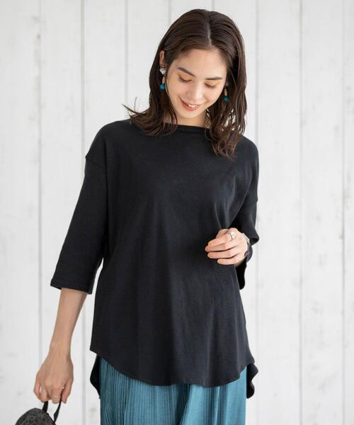 coen(コーエン)の「バックシャン半端袖カットソー(Tシャツ/カットソー・レディース・ライラック/ナチュラル/ブラック・FREE)」の4枚目の写真