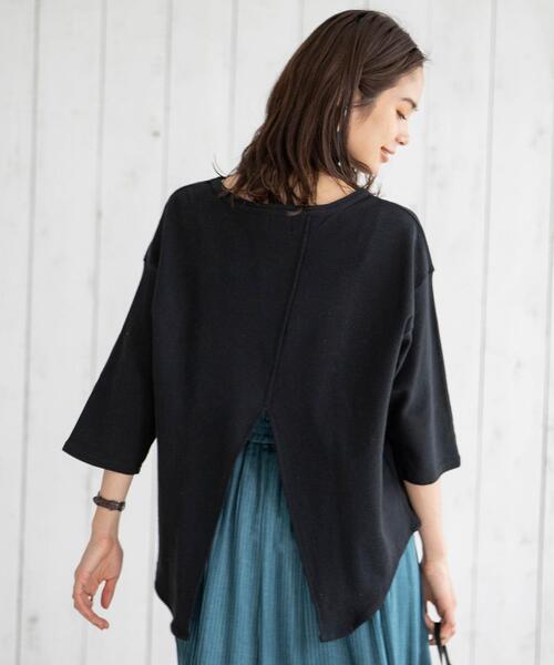 coen(コーエン)の「バックシャン半端袖カットソー(Tシャツ/カットソー・レディース・ライラック/ナチュラル/ブラック・FREE)」の5枚目の写真