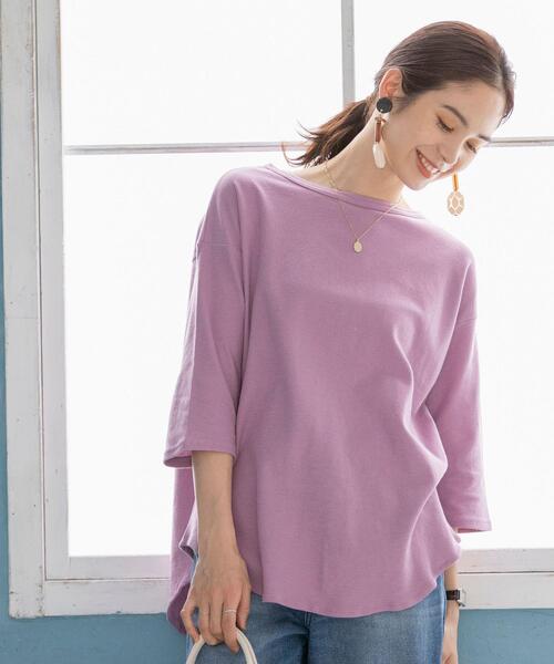 coen(コーエン)の「バックシャン半端袖カットソー(Tシャツ/カットソー・レディース・ライラック/ナチュラル/ブラック・FREE)」の16枚目の写真