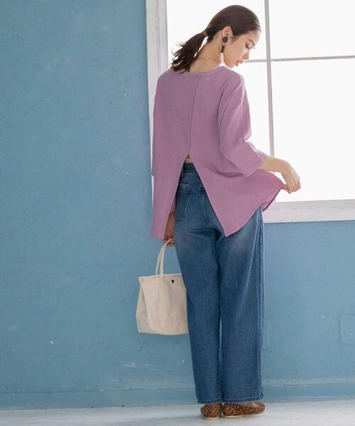 coen(コーエン)の「バックシャン半端袖カットソー(Tシャツ/カットソー・レディース・ライラック/ナチュラル/ブラック・FREE)」の17枚目の写真