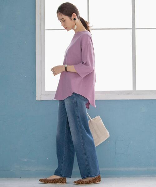 coen(コーエン)の「バックシャン半端袖カットソー(Tシャツ/カットソー・レディース・ライラック/ナチュラル/ブラック・FREE)」の18枚目の写真