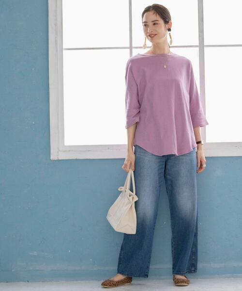 coen(コーエン)の「バックシャン半端袖カットソー(Tシャツ/カットソー・レディース・ライラック/ナチュラル/ブラック・FREE)」の19枚目の写真