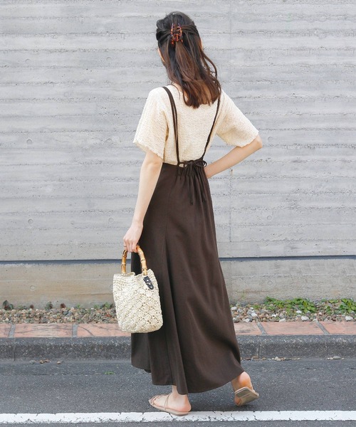 Crisp（クリスプ）の「ダブルサスペンダーフレアスカート（スカート・レディース・ダークブラウン/グレー・FREE）」の5枚目の写真