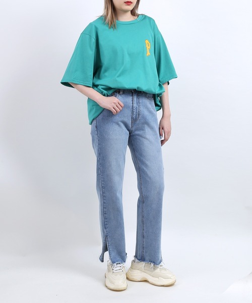 PUNYUS（プニュズ）の「スリットデニムパンツ（デニムパンツ・レディース・ライトブルー/インディゴブルー/ホワイト・1/2/4/3）」の22枚目の写真