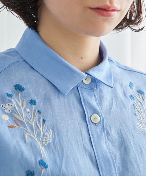 Lene（レネ）の「すみれの花刺しゅう　フレアシャツ（シャツ/ブラウス・レディース・ブラック/ブルー/アイボリー・FREE）」の20枚目の写真