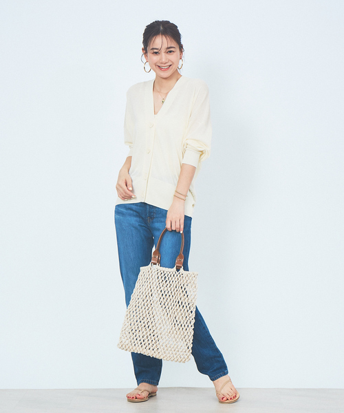 Rouge vif（ルージュヴィフ）の「Vネックオーバーカーディガン（カーディガン/ボレロ・レディース・ホワイト/ベージュ/ブラック/オフホワイト/ベージュ系その他/ブラック系その他/ピンク・フリー）」の19枚目の写真