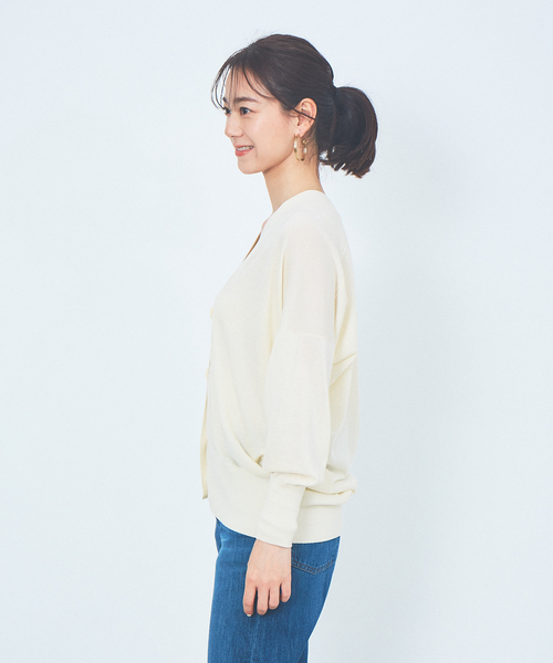 Rouge vif（ルージュヴィフ）の「Vネックオーバーカーディガン（カーディガン/ボレロ・レディース・ホワイト/ベージュ/ブラック/オフホワイト/ベージュ系その他/ブラック系その他/ピンク・フリー）」の14枚目の写真