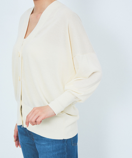 Rouge vif（ルージュヴィフ）の「Vネックオーバーカーディガン（カーディガン/ボレロ・レディース・ホワイト/ベージュ/ブラック/オフホワイト/ベージュ系その他/ブラック系その他/ピンク・フリー）」の11枚目の写真