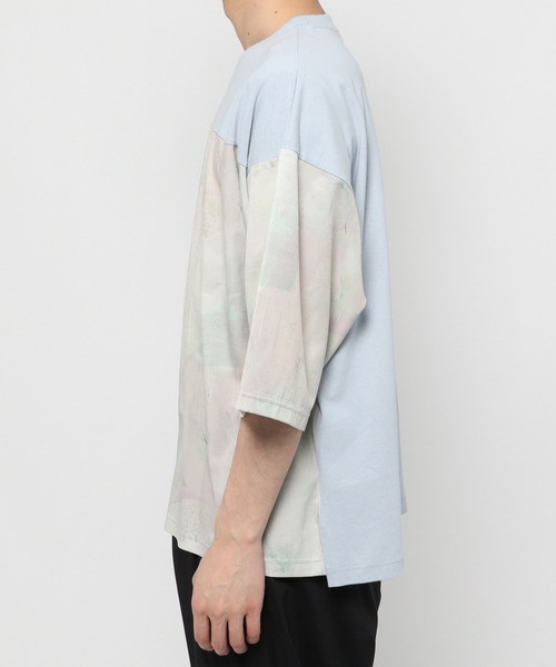 UNSTUDIED（アンスタディード）の「[UNSTUDIED]マーブルプリントコンビＴシャツ（Tシャツ/カットソー・メンズ・ライトブルー/ベージュ・MEDIUM/LARGE）」の7枚目の写真