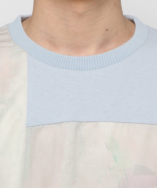 UNSTUDIED（アンスタディード）の「[UNSTUDIED]マーブルプリントコンビＴシャツ（Tシャツ/カットソー・メンズ・ライトブルー/ベージュ・MEDIUM/LARGE）」の4枚目の写真