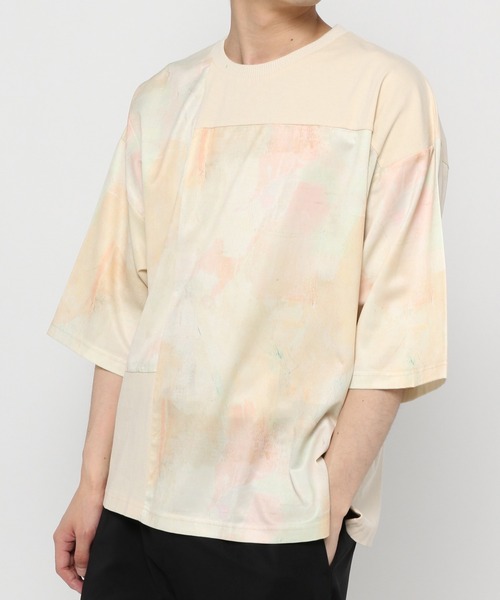 UNSTUDIED（アンスタディード）の「[UNSTUDIED]マーブルプリントコンビＴシャツ（Tシャツ/カットソー・メンズ・ライトブルー/ベージュ・MEDIUM/LARGE）」の19枚目の写真