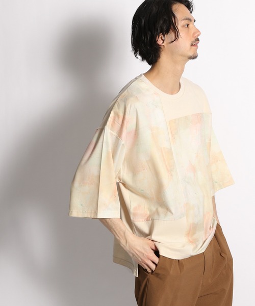 UNSTUDIED（アンスタディード）の「[UNSTUDIED]マーブルプリントコンビＴシャツ（Tシャツ/カットソー・メンズ・ライトブルー/ベージュ・MEDIUM/LARGE）」の17枚目の写真